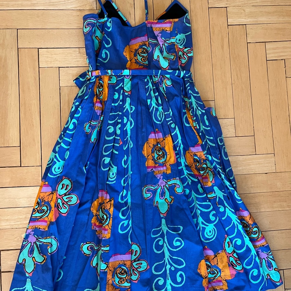 Tracy Reese Kirby Blue and Orange Floral Midi Dress Sz 0 - Picture 7 of 8